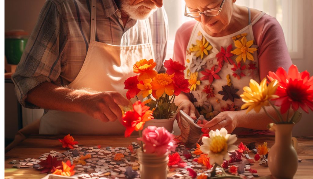 Elderly Couple Putting Together Puzzles