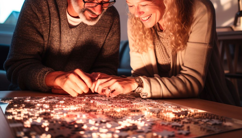 Couple With Puzzles Pieces