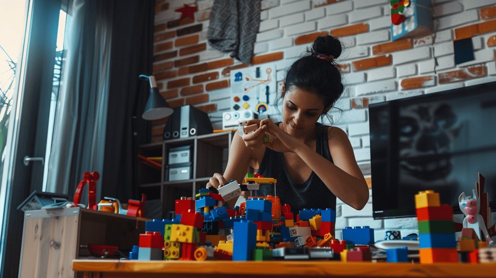 Girl loves a good lego block set