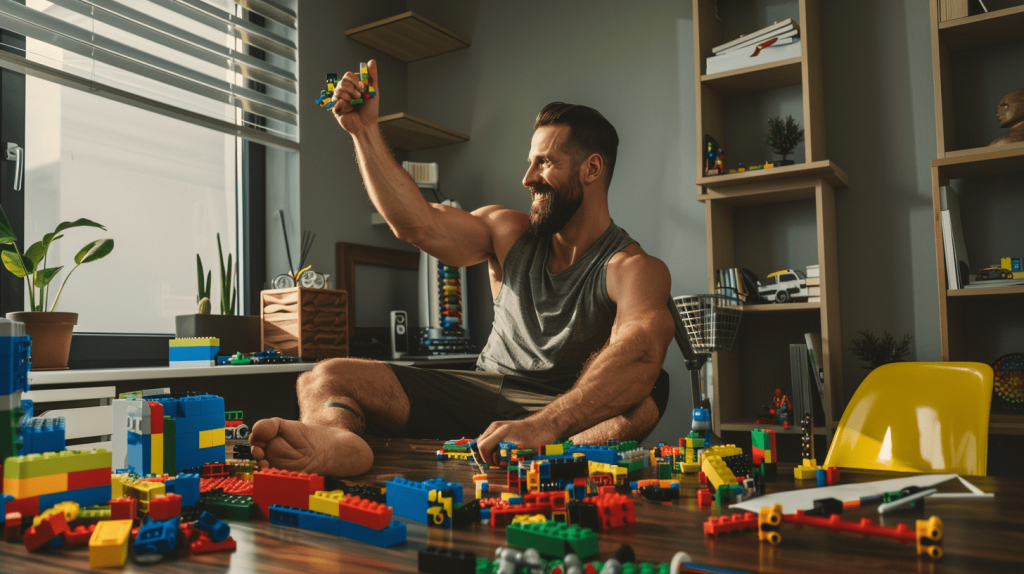 This dude loves lego sets